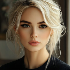 Naklejka premium A woman who is characterized by her blond hair and beautiful eyes
