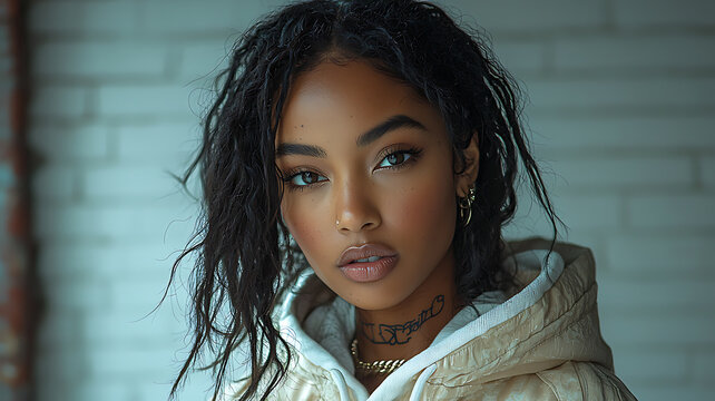 Portrait of a Young Attractive Black Woman in Studio