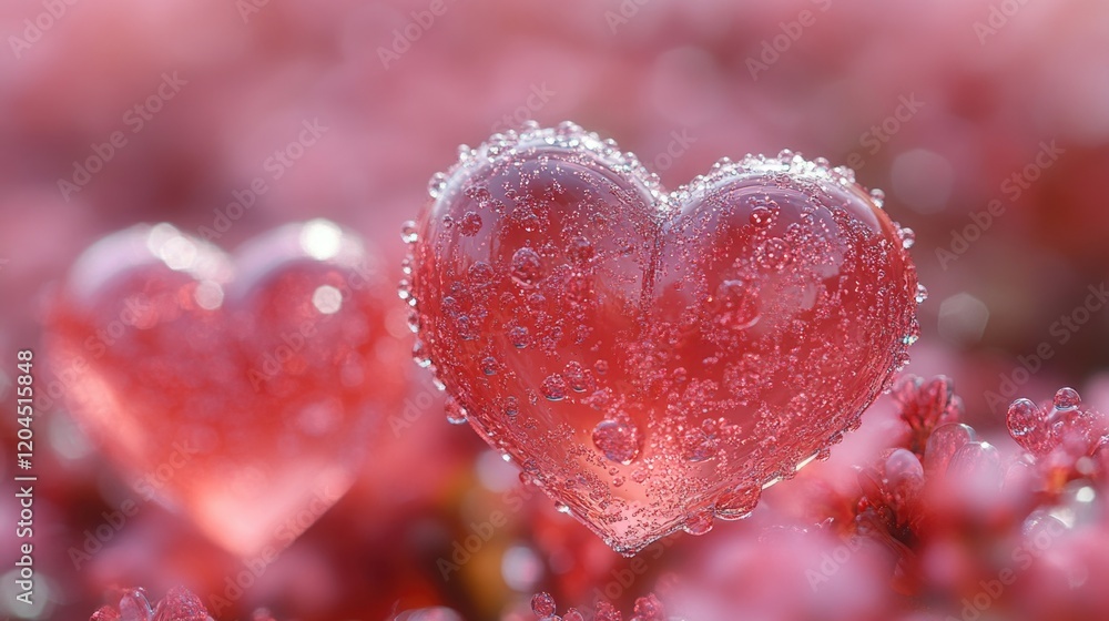 Poster close-up of a heart-shaped object surrounded by flowers, ideal for romantic or sentimental uses