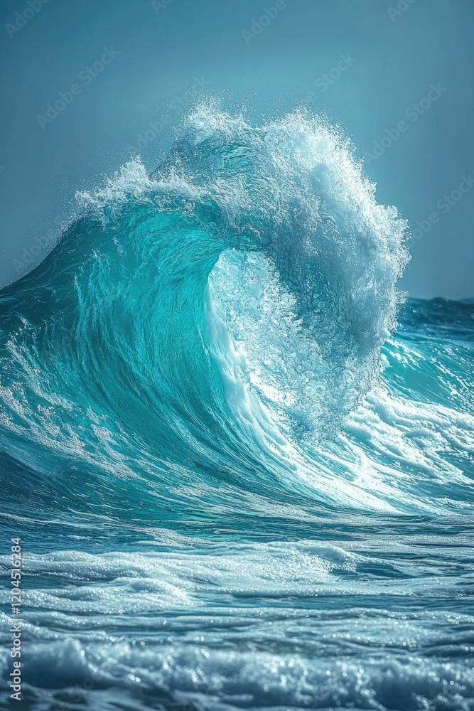 Poster a large wave crashes in the middle of the open ocean