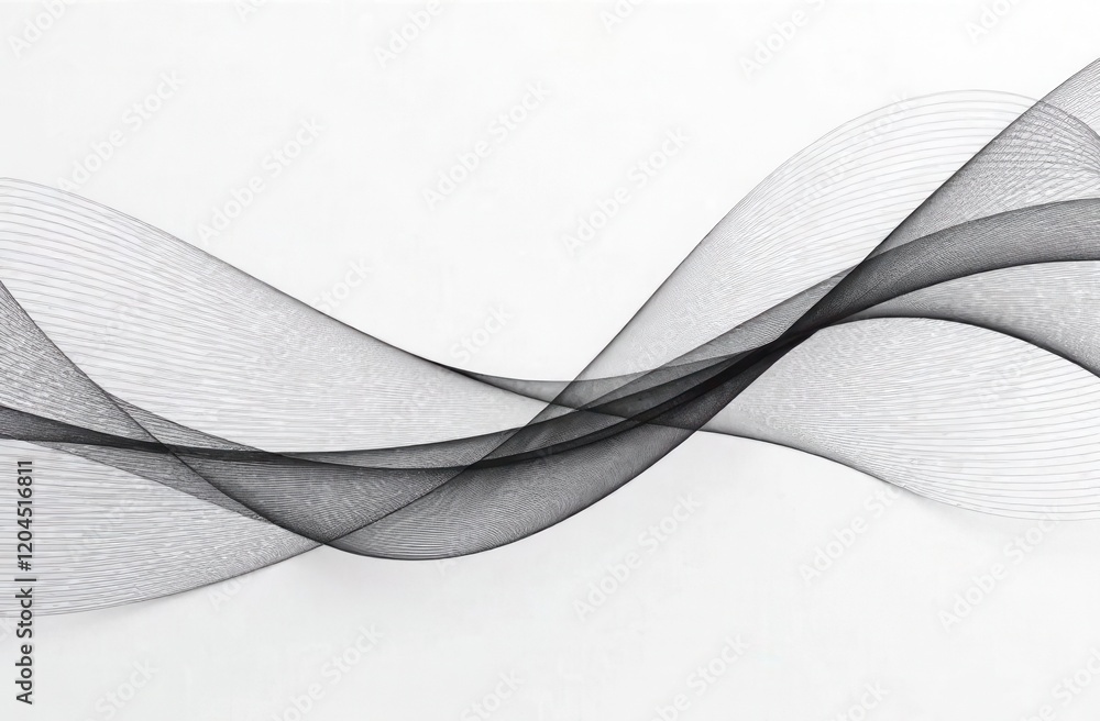 Poster abstract black waves gracefully dance across a white background, creating a captivating visual inter