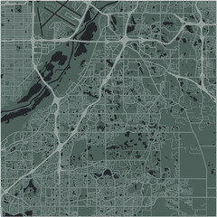 Map of Eagan in Minnesota in a smooth dark style. Contains layered vector with roads water, parks, etc.