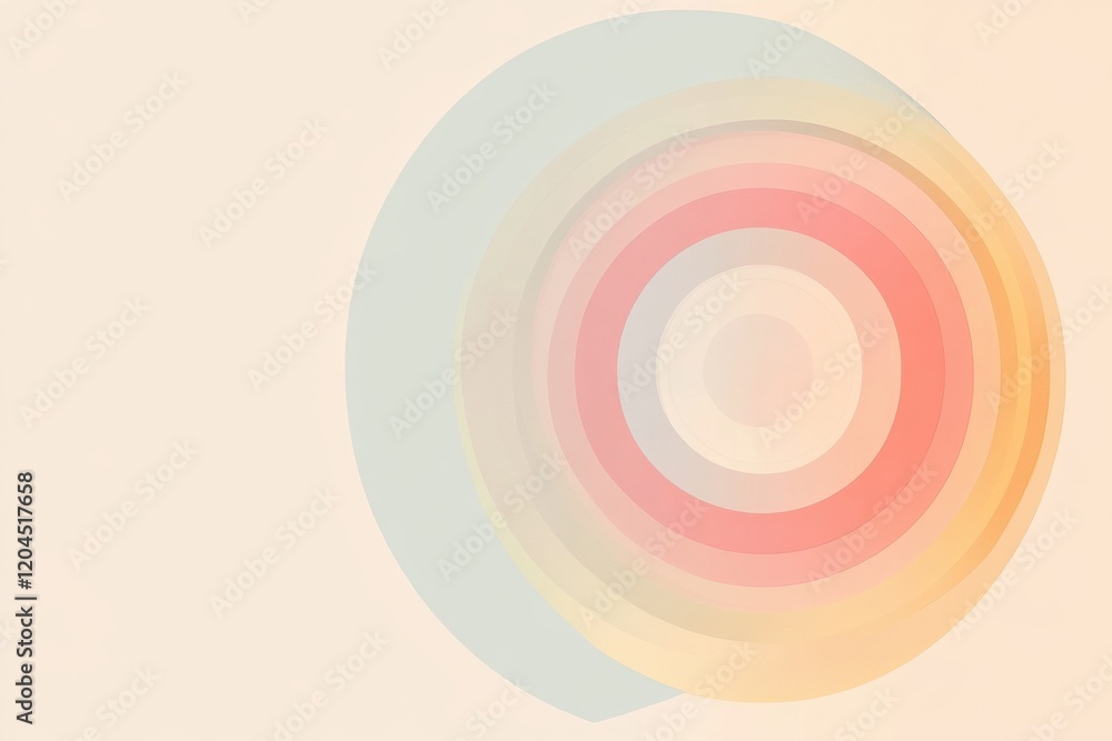 Aufkleber Abstract design featuring concentric circles in soft pastel colors on a light background. Generative AI