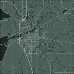Fototapeta premium Map of Faribauld in Minnesota in a smooth dark style. Contains layered vector with roads water, parks, etc.