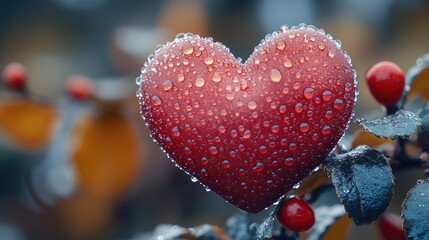 Obraz premium A close-up shot of a bright red heart attached to a tree trunk