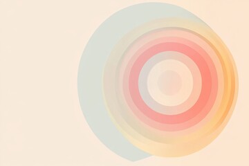 Abstract design featuring concentric circles in soft pastel colors on a light background. Generative AI