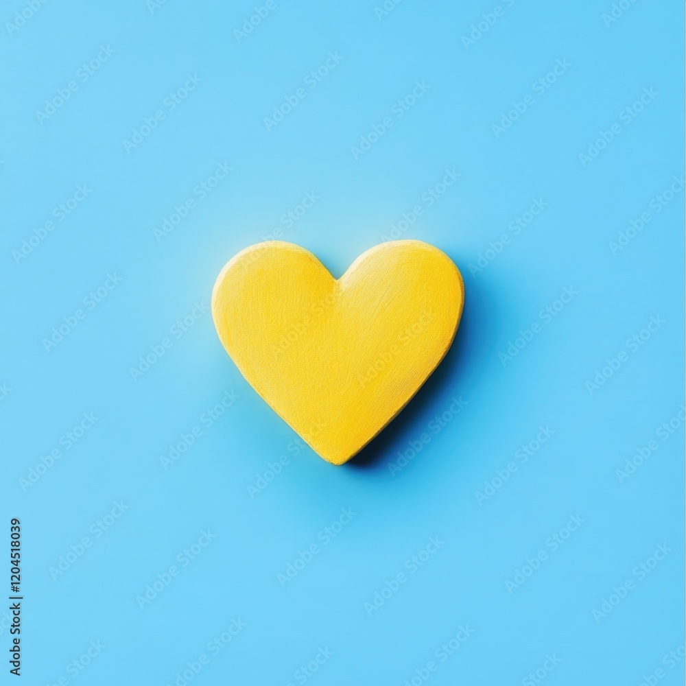 Aufkleber Simple design featuring a bright yellow heart on a calm blue background, ideal for use in digital projects where a touch of warmth and positivity is needed