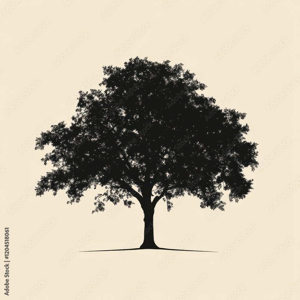 Aufkleber large silhouette of an oak tree casting shadows against a muted background during daylight hours. ge