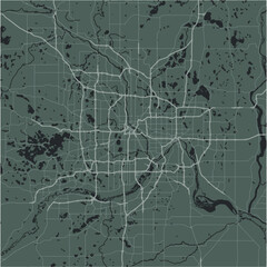 Fototapeta premium Map of Twin cities in Minnesota in a smooth dark style. Contains layered vector with roads water, parks, etc.
