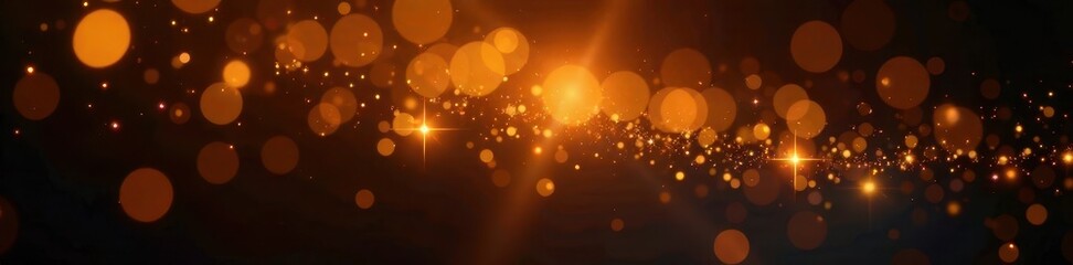Abstract golden light flares, soft twinkle effect, deep black, black, pattern