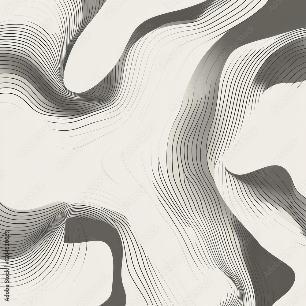 Fototapete abstract pattern of flowing lines in monochrome colors creating a modern artistic design for interio