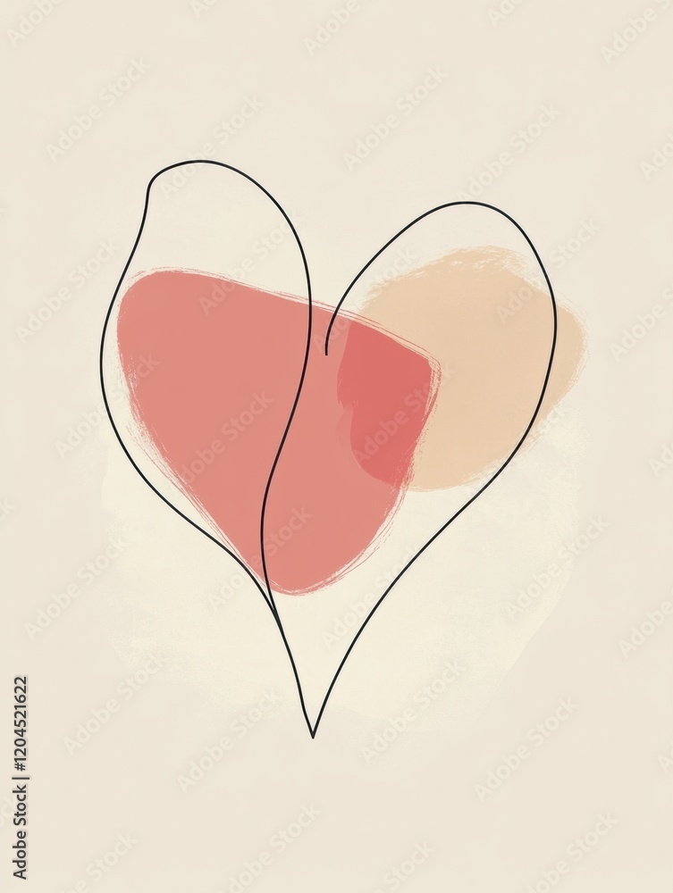Aufkleber Unique heart illustration featuring soft colors and minimalist design suitable for artistic decor and romantic themes. Generative AI