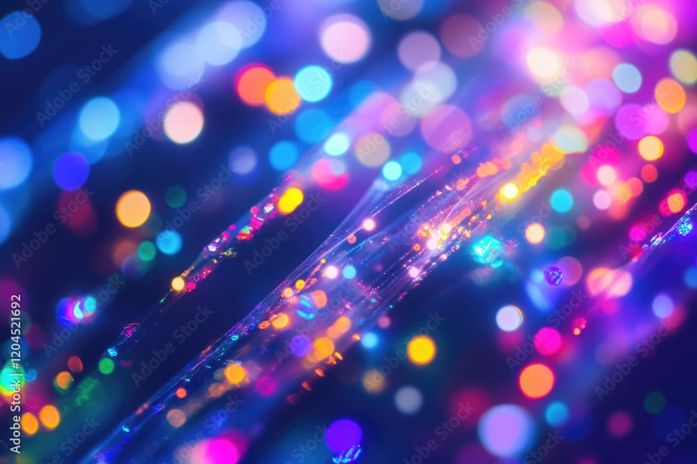 Poster blurry image of multiple strings of lights, possibly used as decorations or ambient lighting
