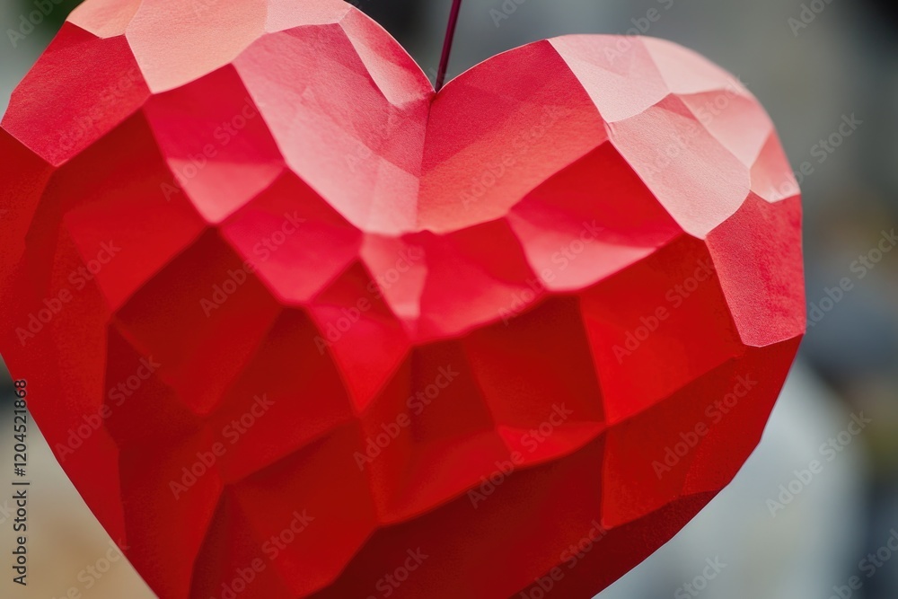 Aufkleber A red paper heart suspended from a thin string, ready to be given or received