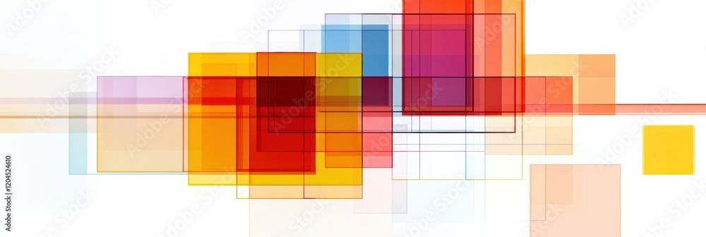 Poster Colorful abstract geometric shapes overlapping in a vibrant composition creating depth and visual interest. Generative AI