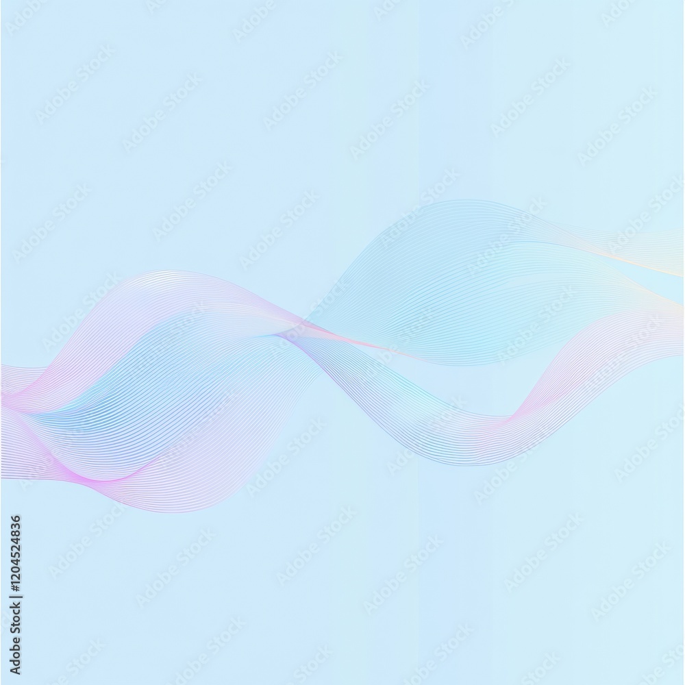 Poster waves of pastel colors intertwine creating a calming and soothing abstract design in a light backgro