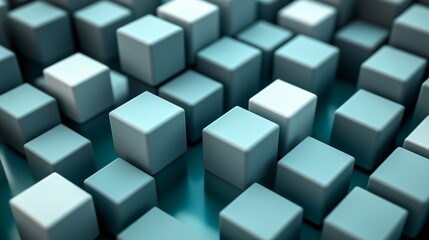 Abstract 3D Cubes Background Teal and Gray Geometric Pattern