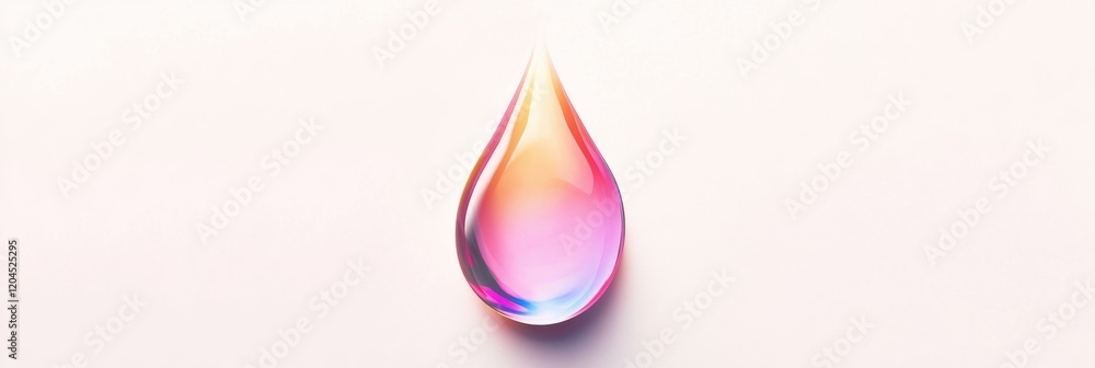 Poster light refracts through a colorful water droplet on a soft surface in natural light. generative ai
