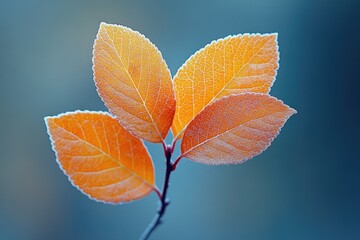 Obraz premium A detailed shot of a frozen leaf with frost covering its surface
