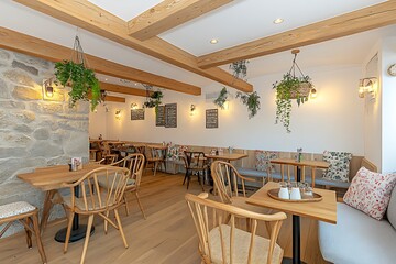 Fototapeta premium Rustic Cafe Interior Design with Natural Light