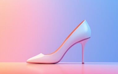 Modern high heel with a minimalist silhouette showcased against a gradient backdrop