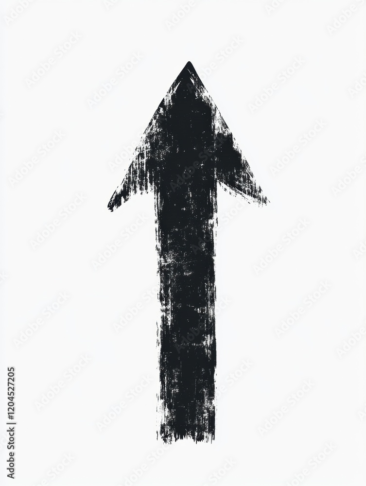 Leinwandbilder Black arrow symbol pointing upward on a white background for guidance and direction. Generative AI