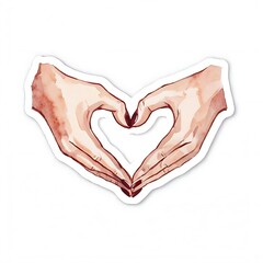 Elegant Watercolor Heart-Shaped Hands Illustration Sticker
