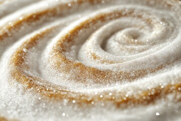 A swirling, sugar-coated confection, glistening with golden hues and delicate texture.