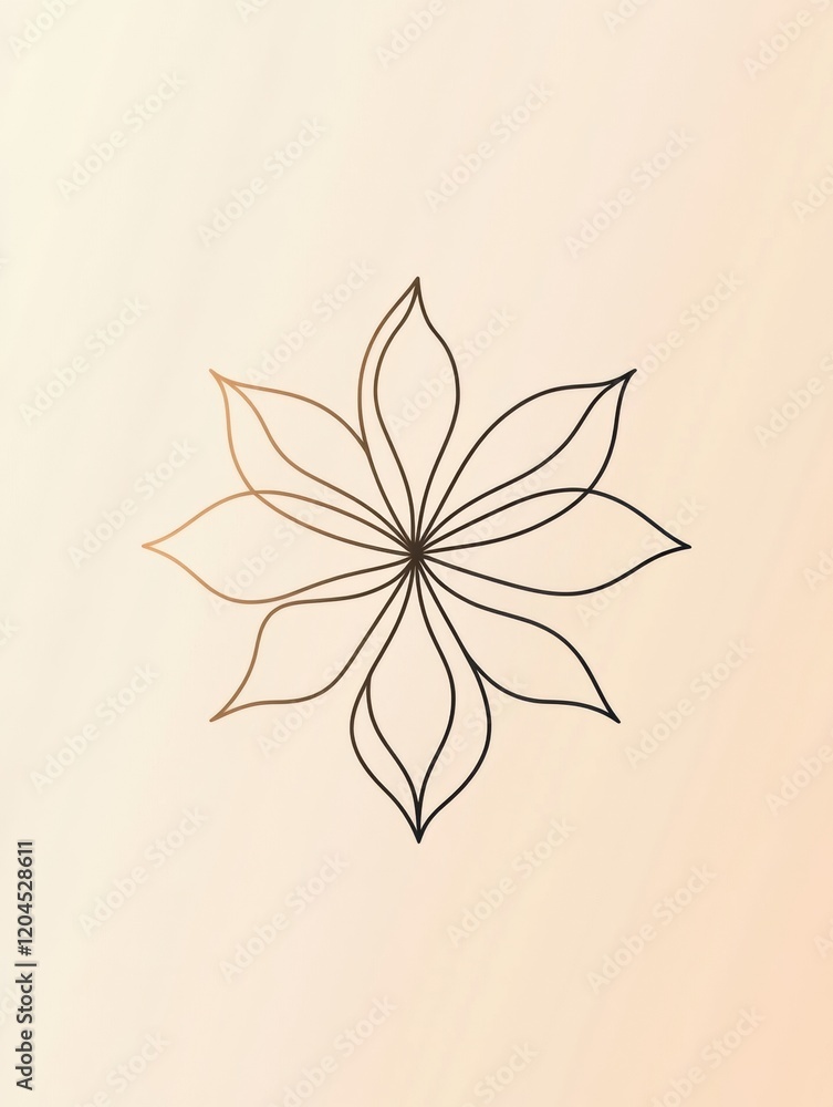 Poster intricate line art flower design with elegant petal shapes on soft background. generative ai