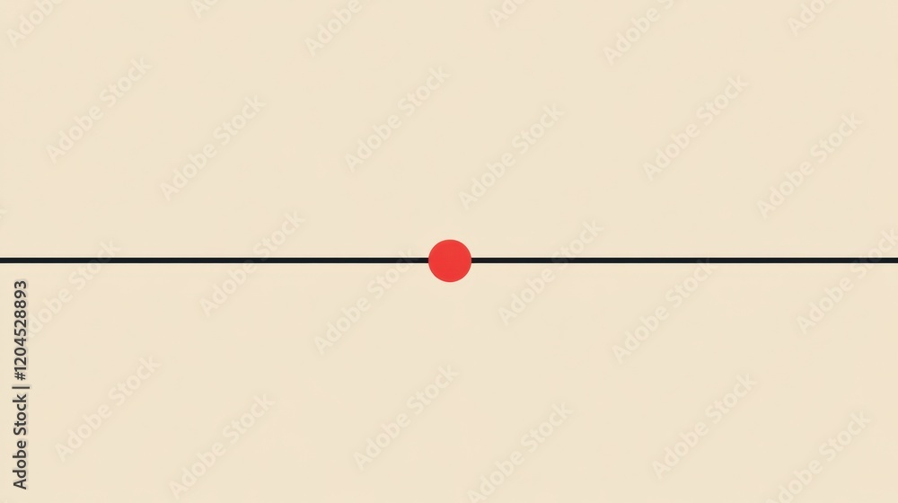 Poster red dot centered on a horizontal line against a plain background evokes simplicity and balance in de