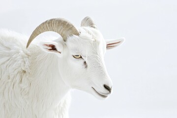 Obraz premium Close-up shot of a goat with impressive horns, suitable for editorial or educational use