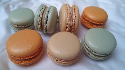 Obraz premium Six Pastel Macarons Sweet Treats Bakery Dessert