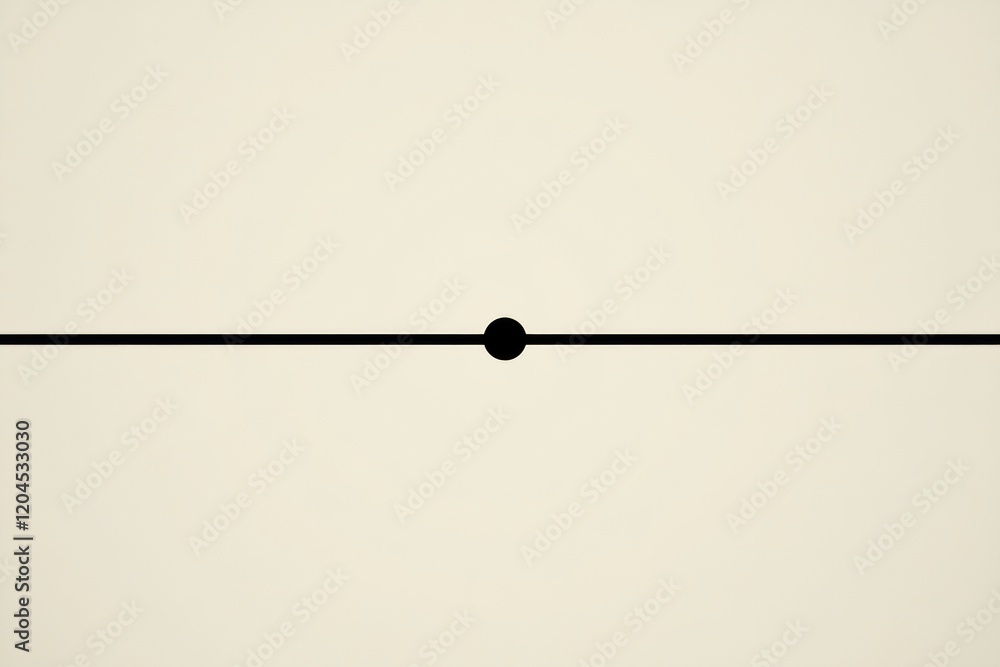 Fototapete Line with a central dot creates a minimalist design on a neutral background in a modern art style. Generative AI