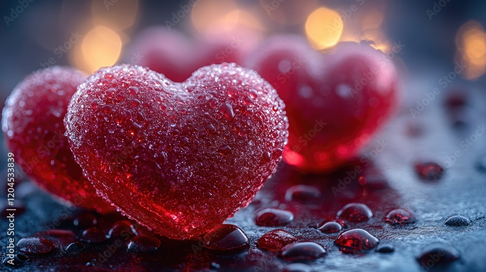 Poster a close-up view of a heart-shaped candy on a table