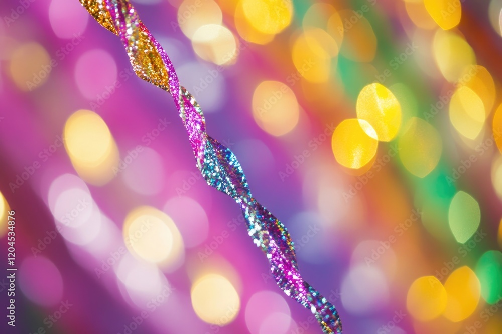 Poster a macro shot of a string with twinkling lights in the background, great for highlighting or decorati