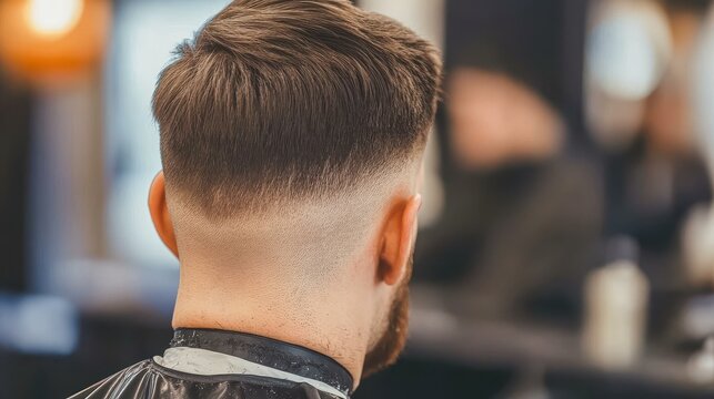 A sharp closeup of a focused barber skillfully cutting hair, with a soft blur that highlights the craft and atmosphere.