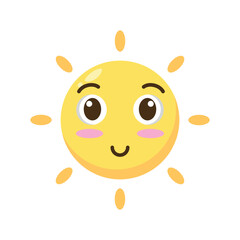 Doodle happy sun cartoon character