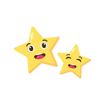 Doodle two happy star cartoon character