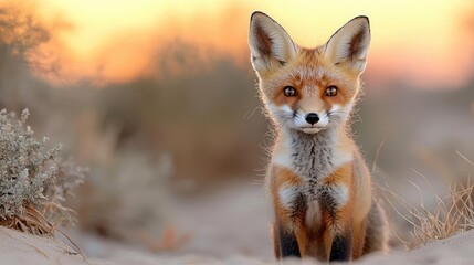 Fototapeta premium Red fox kit sunset desert wildlife nature