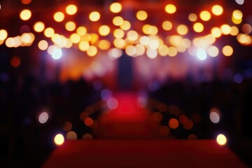 A red carpet with bright lights in the background, suitable for awards ceremonies or movie premieres