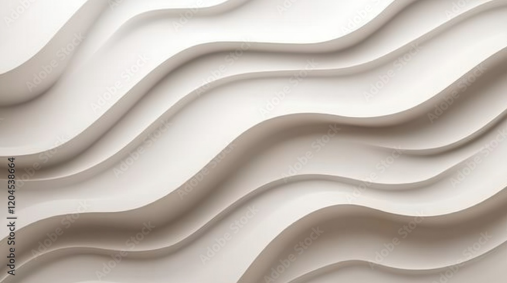 Poster textured wall design featuring flowing wave patterns in neutral tones for modern interior decor. gen