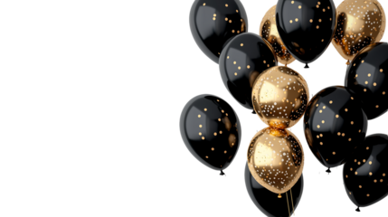 Party celebration black and gold balloons on white background ,high resolution