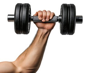 Fototapeta premium Male Athlete Lifting Dumbbells in Gym for Strength Training and Fitness Motivation isolated
