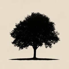 Fototapeta premium Silhouette of a large tree against a pale background showcasing nature’s beauty and tranquillity in a calm setting. Generative AI