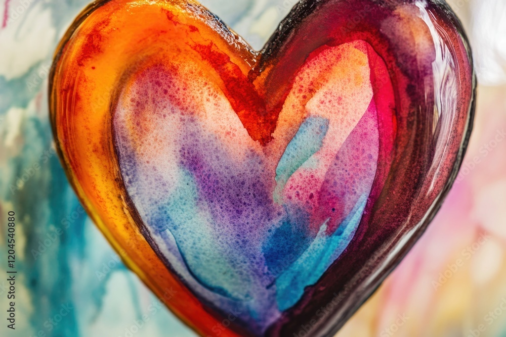 Poster a colorful heart shaped object placed on a table surface
