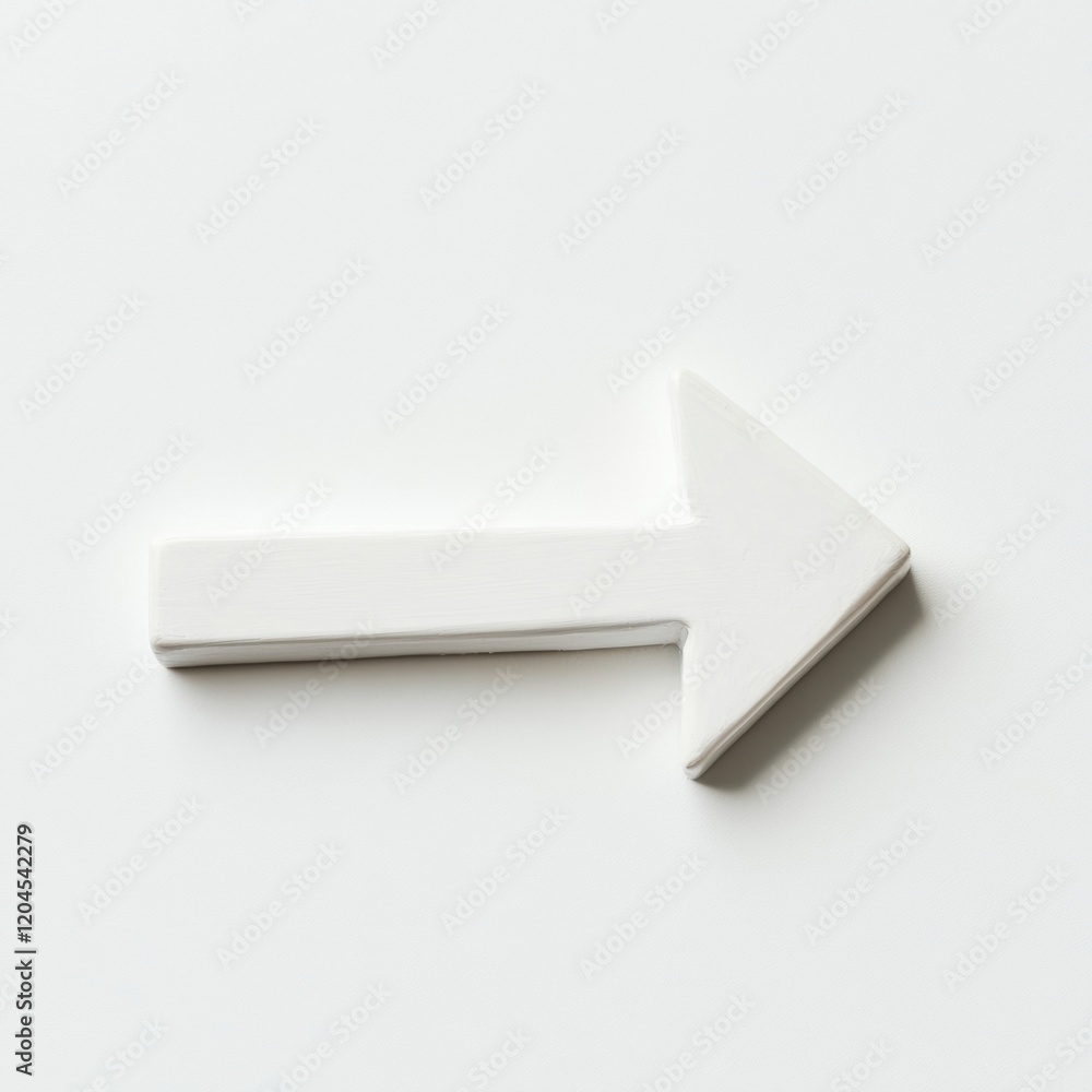 Poster white arrow pointing right on a light background, used as a directional guide in various contexts. g