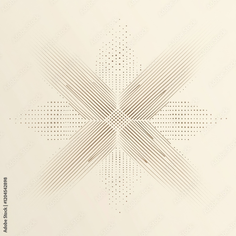 Poster intricate geometric pattern with radiating lines and dotted details on light background. generative 