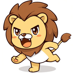 A cartoon anthropomorphic lion running