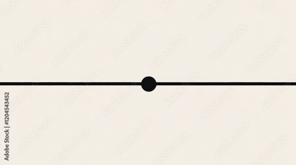 Poster minimalist design featuring a black circle and horizontal line on a light background. generative ai