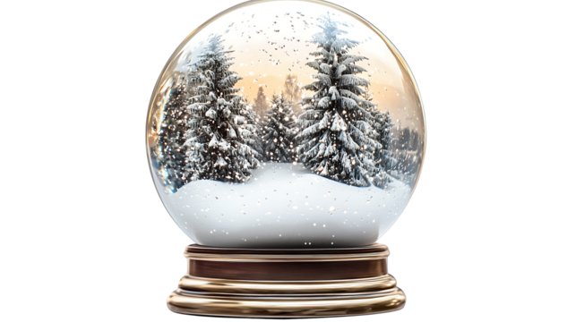 Snow globe transparent over white background ,high resolution